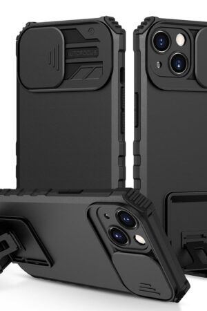 ShieldTech Back Cover Compatible to Apple iPhone 13 with Sliding Camera Shield & Stereoscopic Holder 360° Protection Mobile Phone Case for Apple iPhone